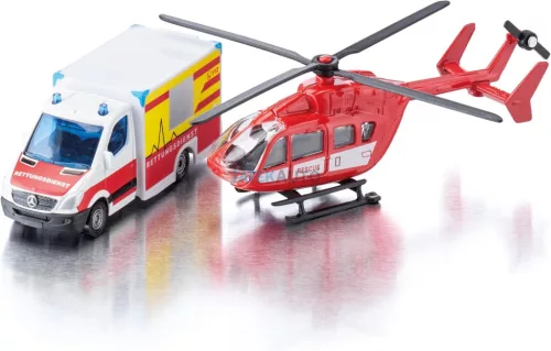  Siku 1:87 Mercedes mentőautó és mentő helikopter - 1748 