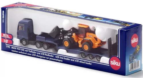 Siku 1:87 MAN TGX kamion trélerrel és JCB homlokrakodóval - 1790