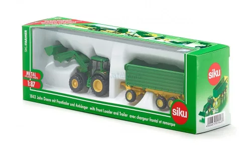 Siku Farmer 1:87 John Deere traktor utánfutóval - 1843
