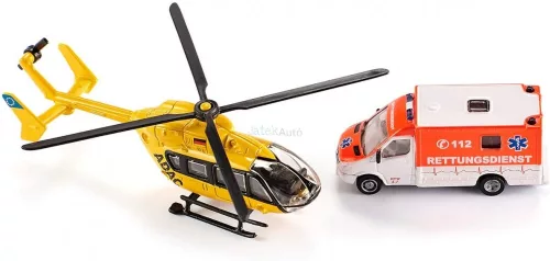 Siku 1:87 Mercedes mentőautó és mentő helikopter - 1850