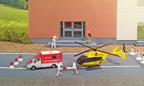 Siku 1:87 Mercedes mentőautó és mentő helikopter - 1850