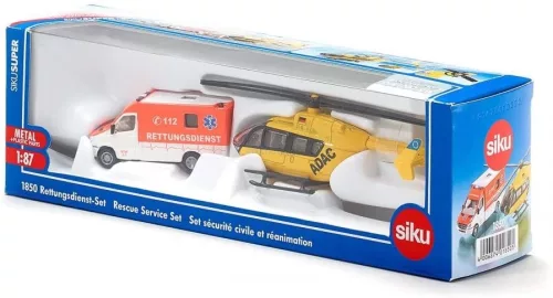 Siku 1:87 Mercedes mentőautó és mentő helikopter - 1850