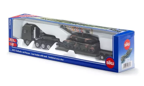 Siku 1:87 MAN harckocsi szállító katonai kamion + Leopard tank - 1872