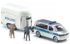 Siku 1:55 Volkswagen Transporter rendőrségi furgon lószállító utánfutóval - 2310