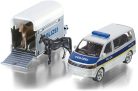 Siku 1:55 Volkswagen Transporter rendőrségi furgon lószállító utánfutóval - 2310