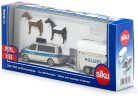 Siku 1:55 Volkswagen Transporter rendőrségi furgon lószállító utánfutóval - 2310