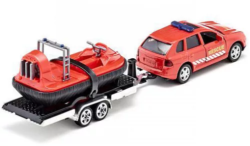 Siku 1:55 Porsche Cayenne tűzoltó terepjáró légpárnás hajóval - 2549