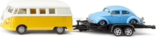 Siku 1:55 Volkswagen T1 Samba, Bogár szállító utánfutóval - 2567 