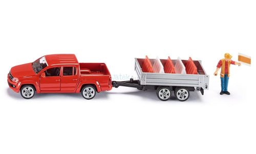 Siku 1:55 Volkswagen Amarok Pick Up utánfutóval - 3543