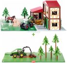 Siku World - Lovas farm + Erdő készlet John Deere traktorral 5609+5605 - Autópálya, farm