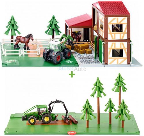 Siku World - Lovas farm + Erdő készlet John Deere traktorral 5609+5605