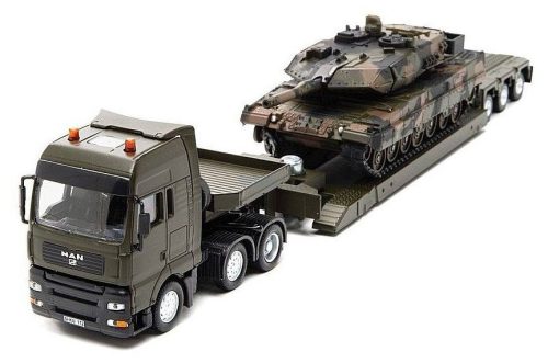 Siku 1:50 MAN harckocsi szállító katonai kamion + Leopard tank - 8612