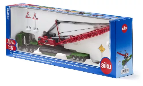 Siku 1:87 MAN teher szállító kamion Liebherr daruval és közlekedési táblákkal - 1834