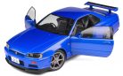 Solido 1:18 Nissan Skyline GT-R (R34) 1999 Bayside Blue sportautó 1804301